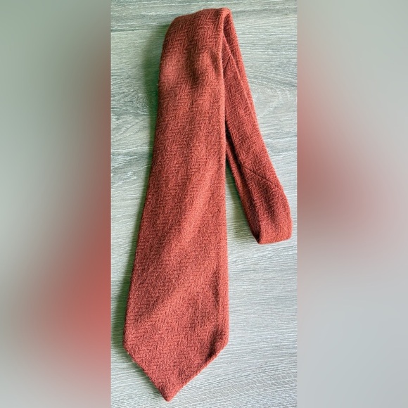 Vintage 70s Ruffler By Rooster Wool Necktie Tie Hippie Orange Retro professor - Picture 1 of 4